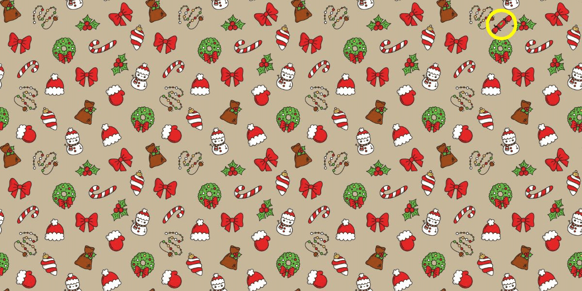 Find the christmas cracker brain teaser challenge: spot the hidden cracker among the festive decor in under 8 seconds to prove your high IQ!