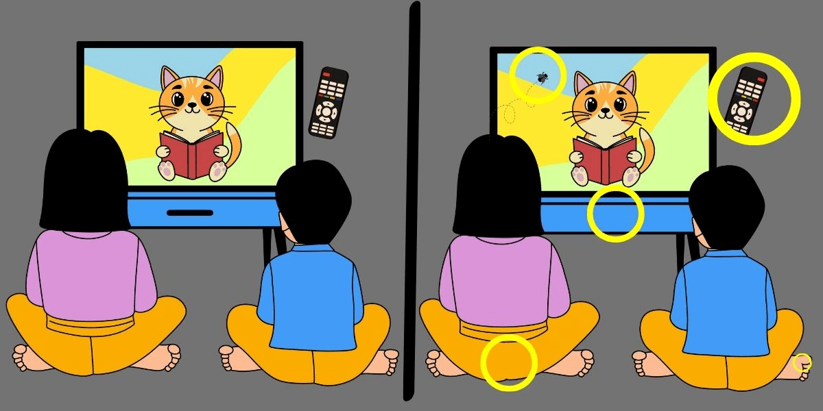 Spot the difference challenge: can you pinpoint the 5 sneaky changes in these cozy tv-watching scenes in under 10 seconds?